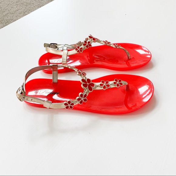 red jelly sandals